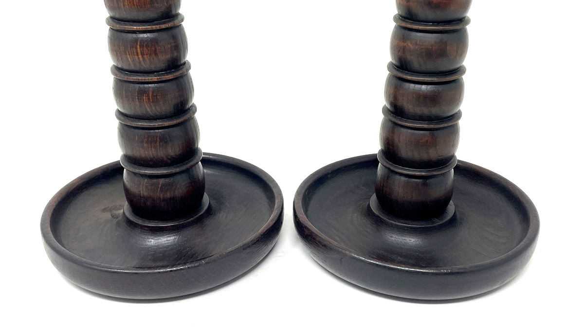 441 Sold Pair - Oak and Brass Candlesticks - Circa 1890 - Image 4