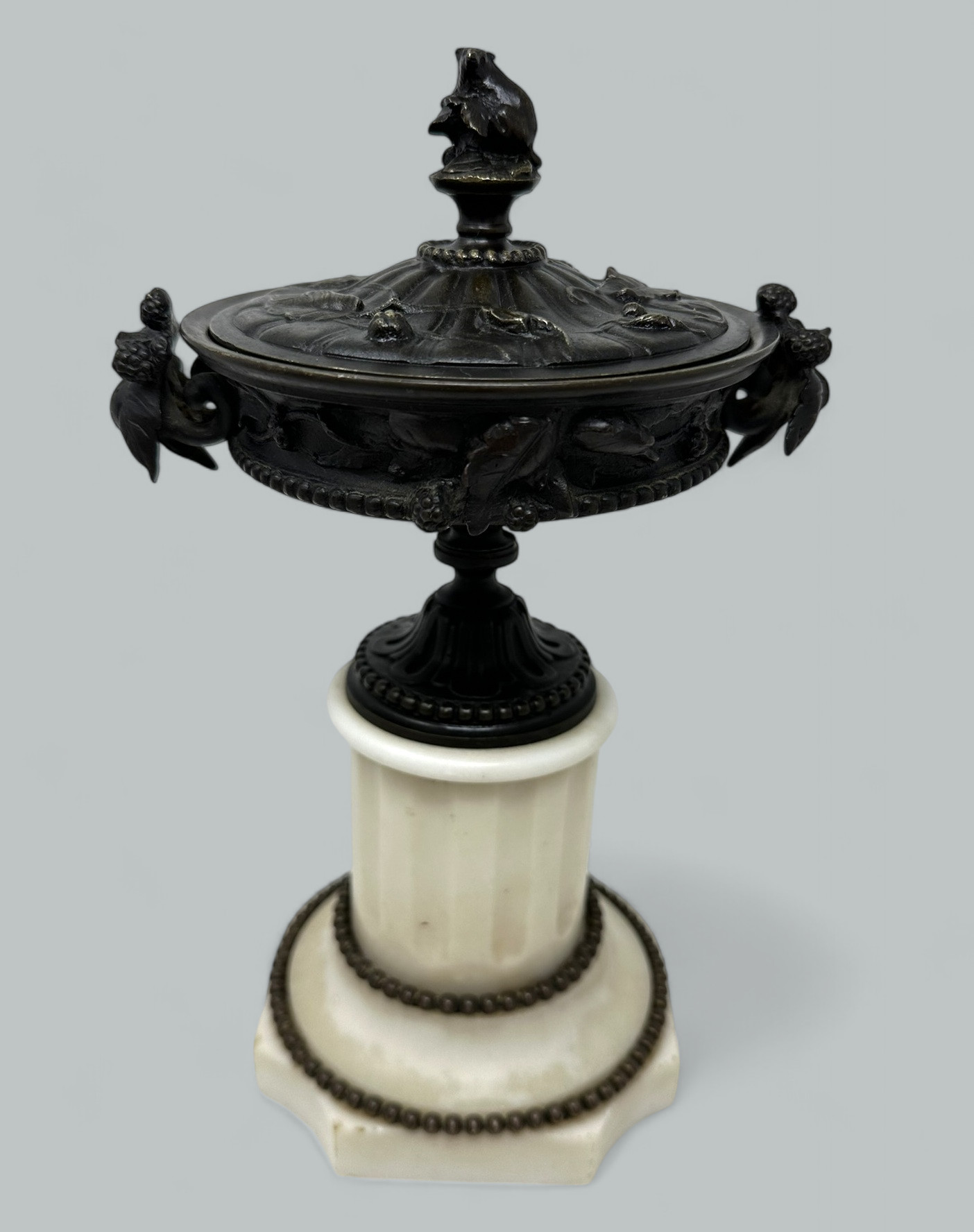 574 Sold Pair French Grand Tour Ormolu Bronze Dore Statutory Marble Tazza Urns Vases 19Ct - Image 2