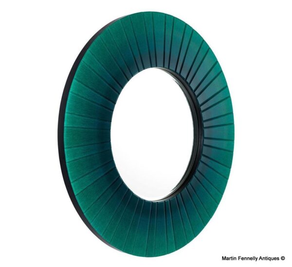 M076 1950's Inspired Circular Green Mirror - Mid Century with Geometric Detail