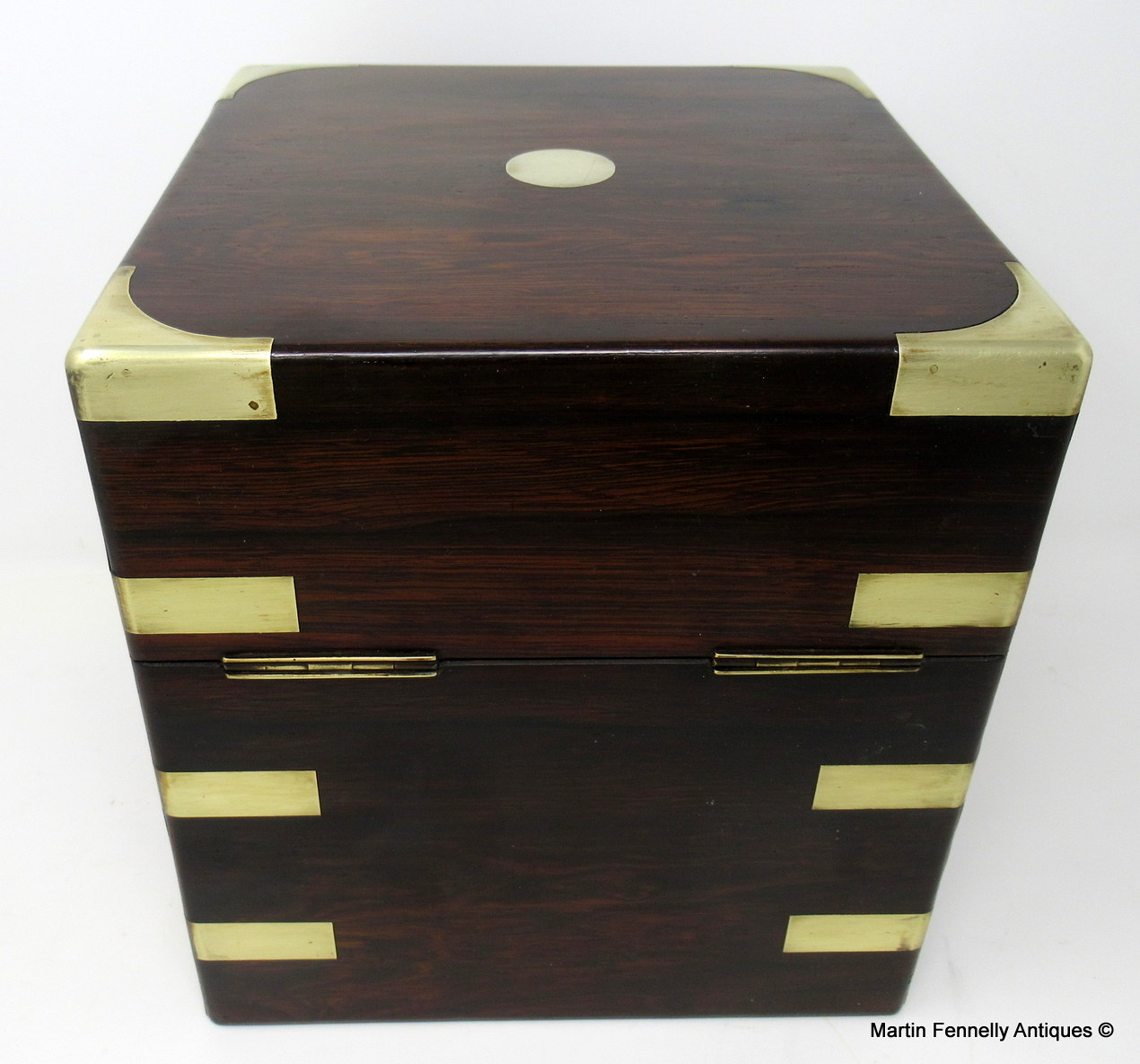 640 Sold Fine Rosewood Brass Mounted Irish Tantalus by Mansfield Dublin Ireland - Image 6