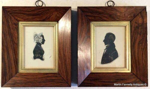 263 Sold Pair Silhouettes Rosewood Frames 1838 Attributed to James Holmes