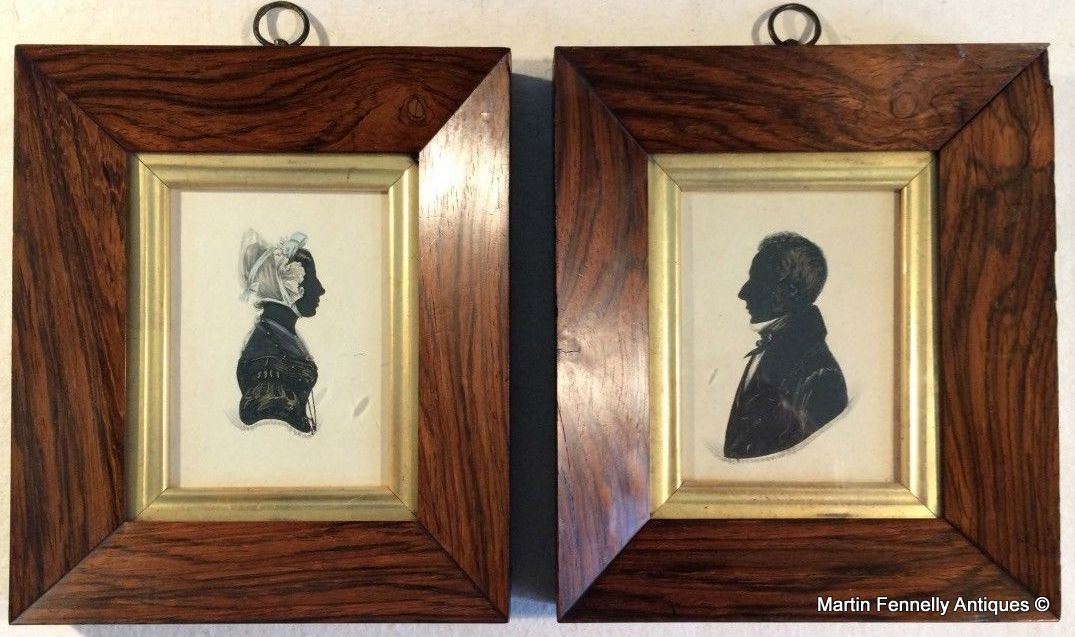 263 Sold Pair Silhouettes Rosewood Frames 1838 Attributed to James Holmes