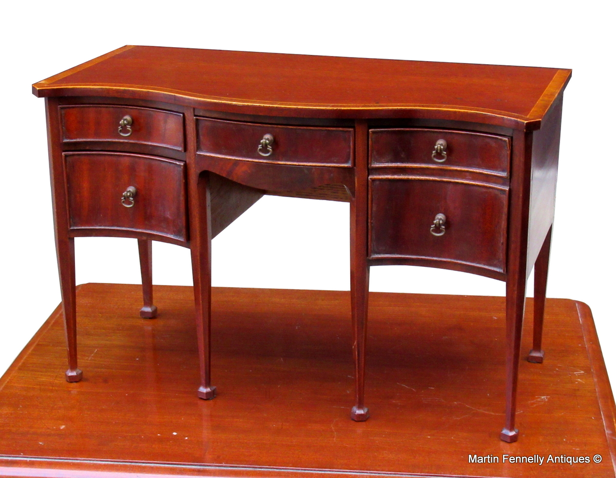164 Sold Rare Apprentice Piece - Mahogany Serpentine Sideboard - Miniature - Circa 1900