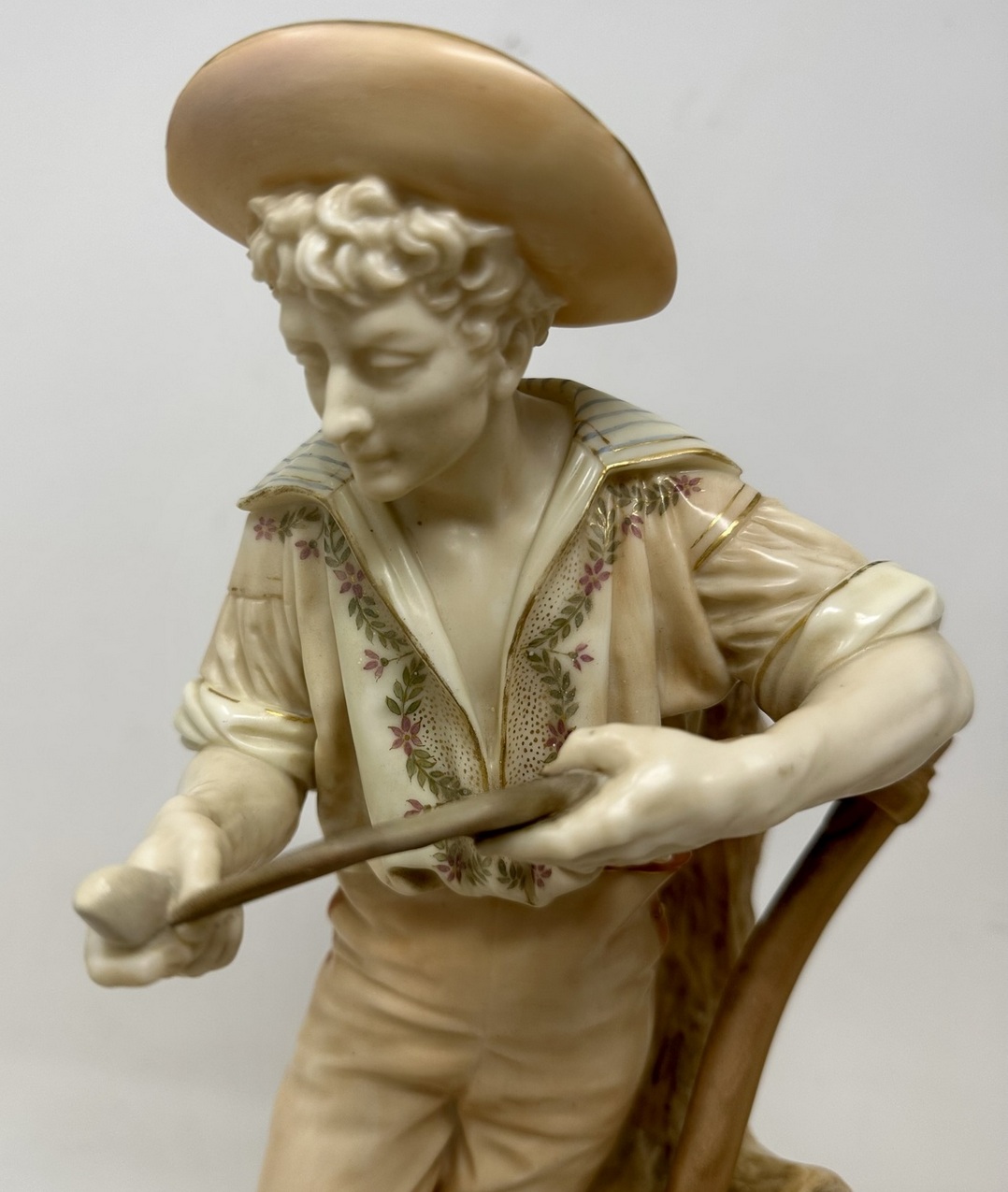 159 Sold Antique Pair English Porcelain Royal Worcester James Hadley Blush Figures 19thCt - Image 5