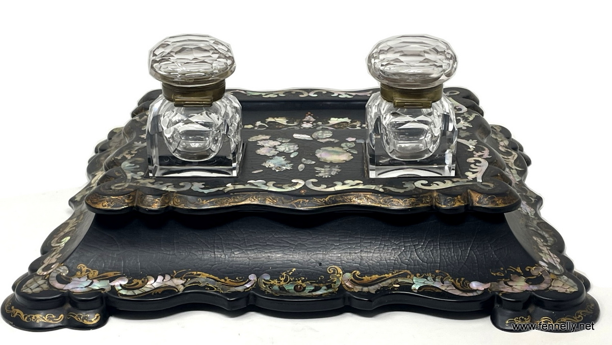544 English Victorian Japanned Papier Mache desk set Circa 1890 - Image 3