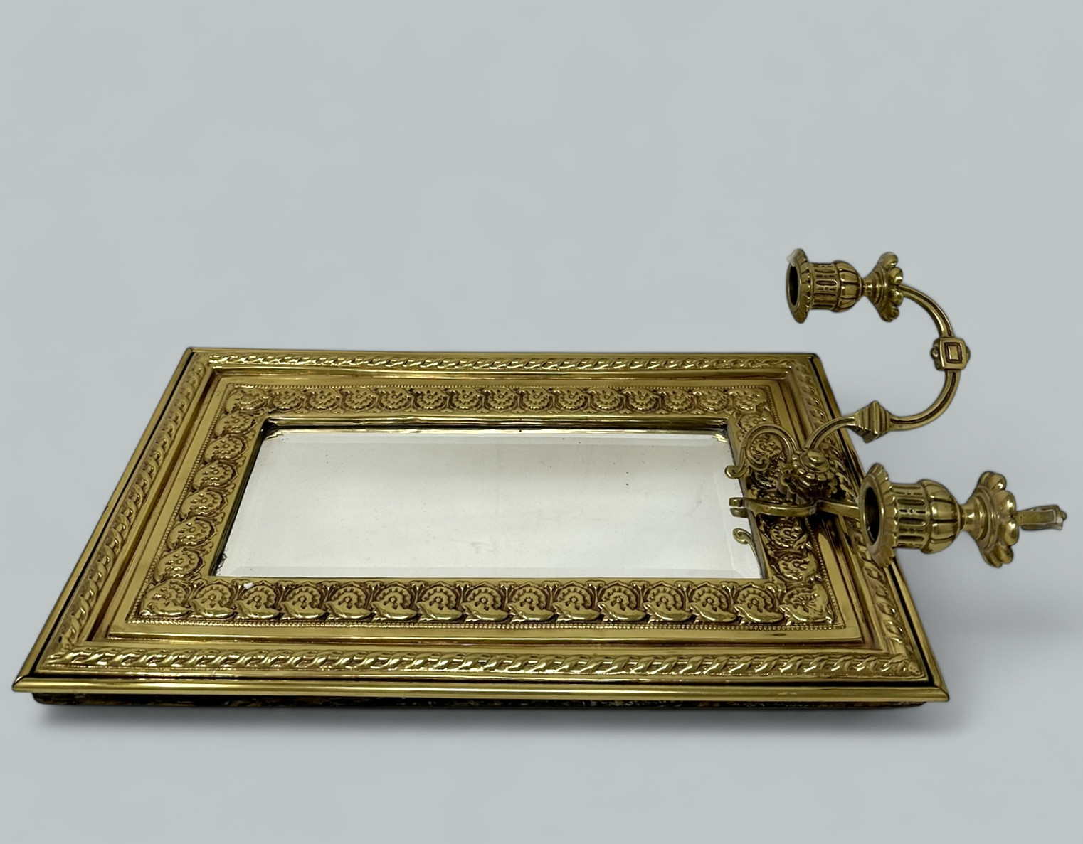 841 Sold Antique Pair French Brass Girandole Wall Applique Sconces Mirrors Candlesticks - Image 5