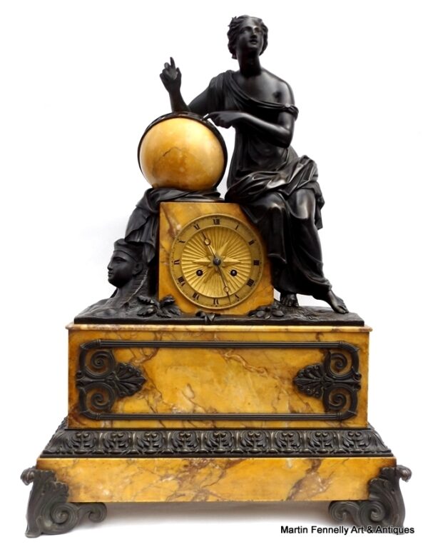 305 Sold Superb Grand Tour Sienna Marble Clock 19Ct