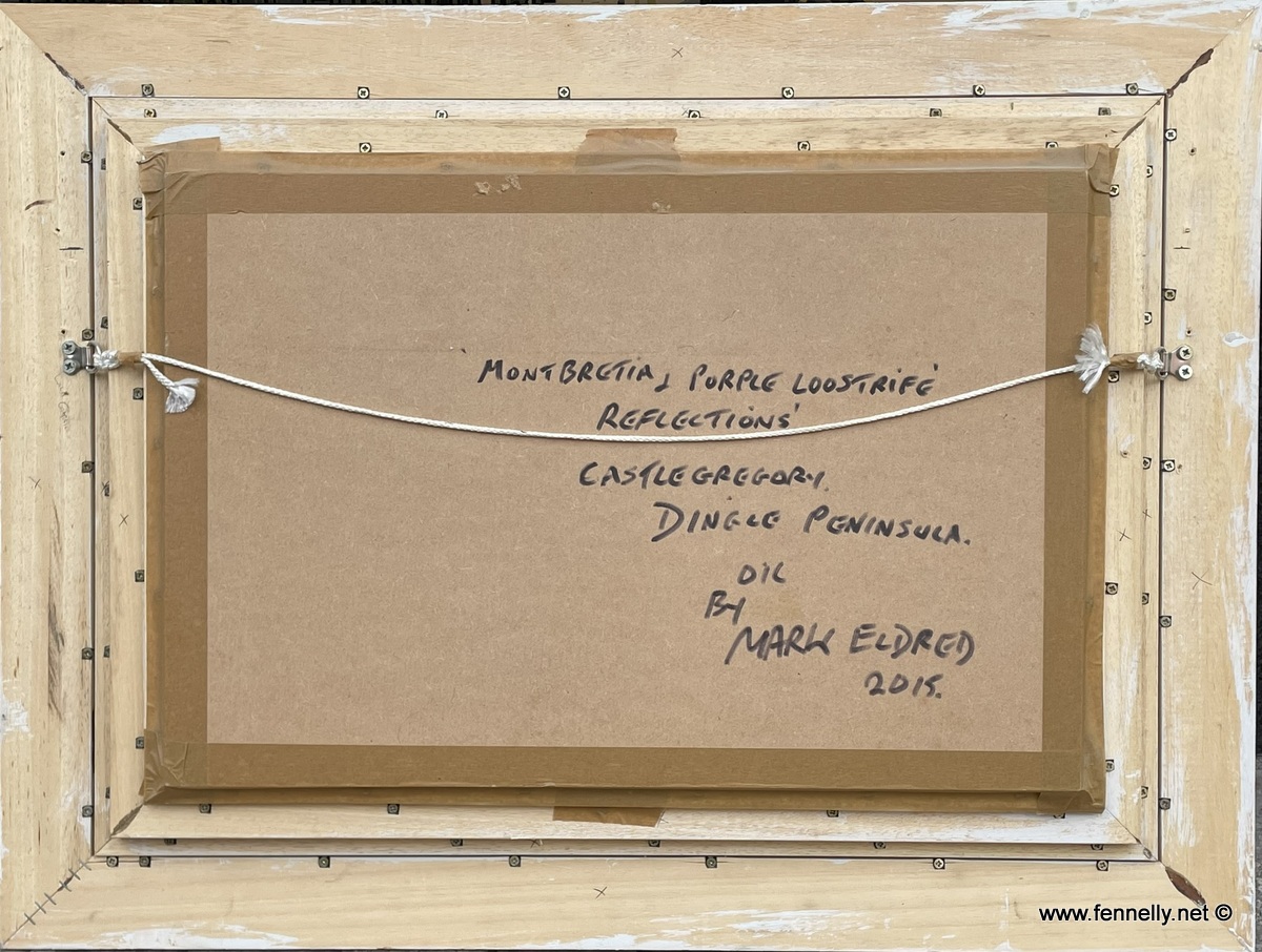 268 Sold Mark Eldred - Oil on Board - Montbretia and Purple Loostrife Reflections - Image 5