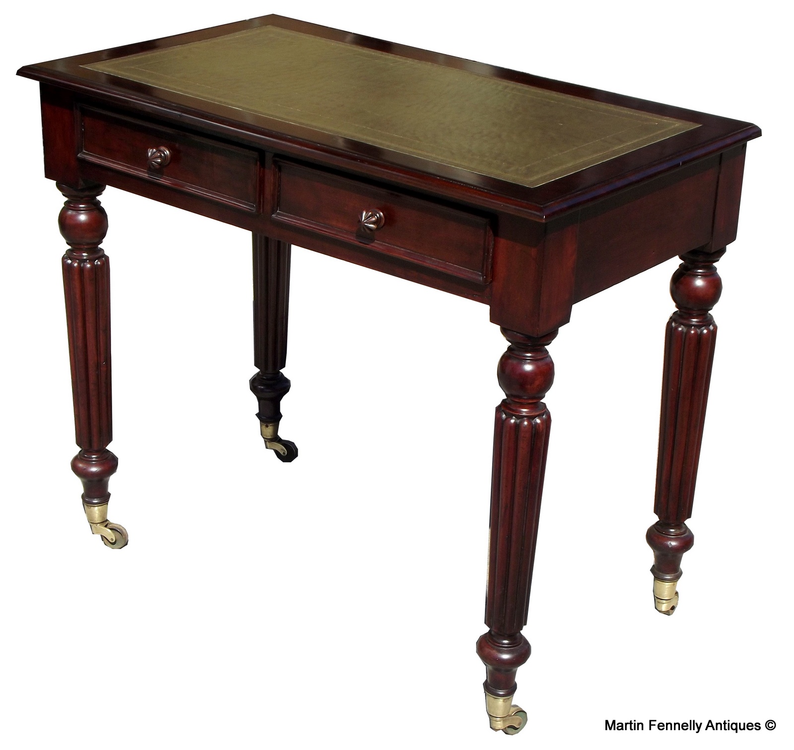 329 Sold Mahogany Twin Drawer Side Table or Desk - Circa 1850