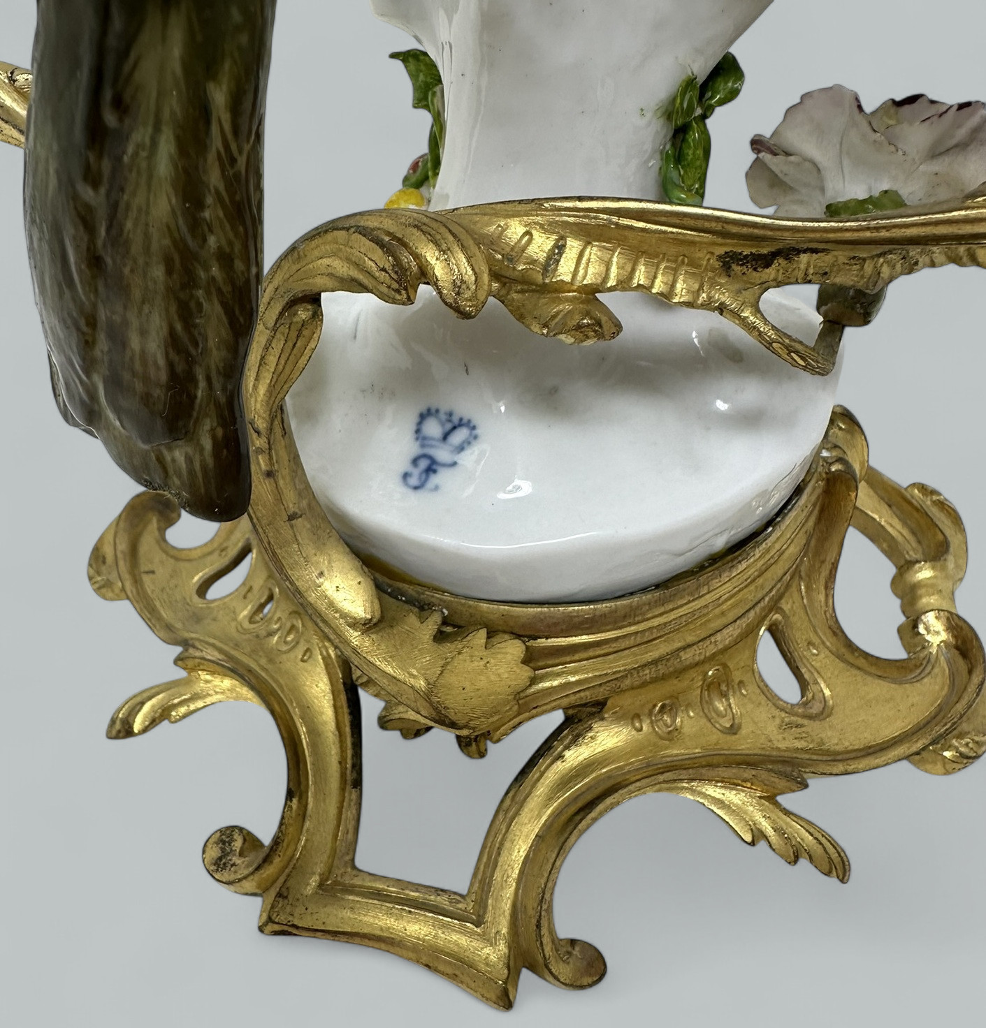 736 Sold Antique Pair French Ormolu Gilt Porcelain Birds Candlesticks Candelabra Samson - Image 7