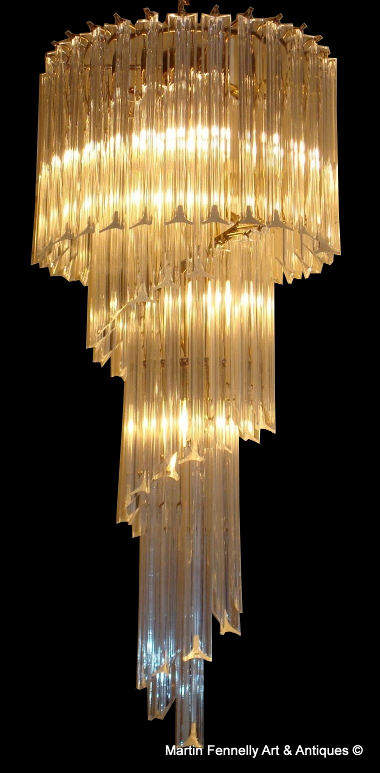 M042 Rare Pair Chandeliers - Venini - Italy - Superb Spiral Design Circa 1960 - Image 2