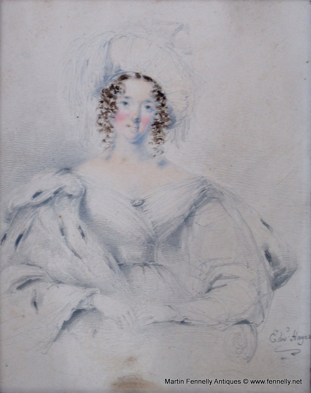 013 Portrait of a Lady - Edward Hayes RHA (1797-1864) - Framed Watercolour and Pencil - Image 2