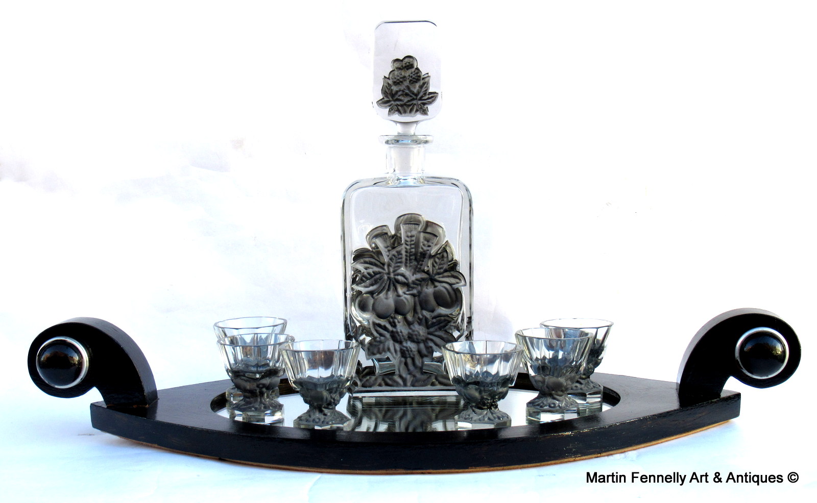155 Rare Design Art Deco Crystal Decanter set Heinrich Hoffmann 1920's