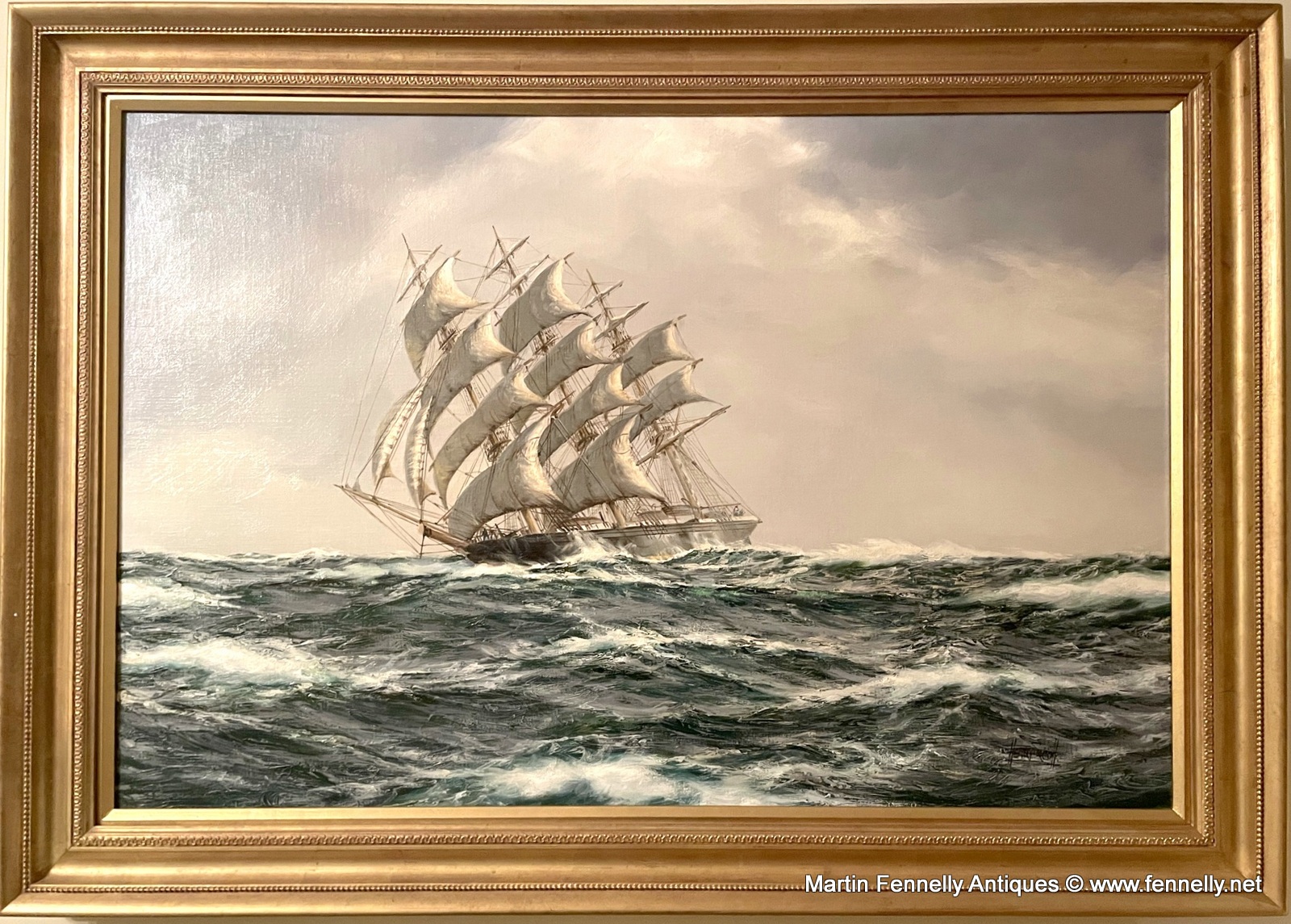 496 The Great American Clipper - Henry Scott 1911-2005 Oil on Canvas - Image 2