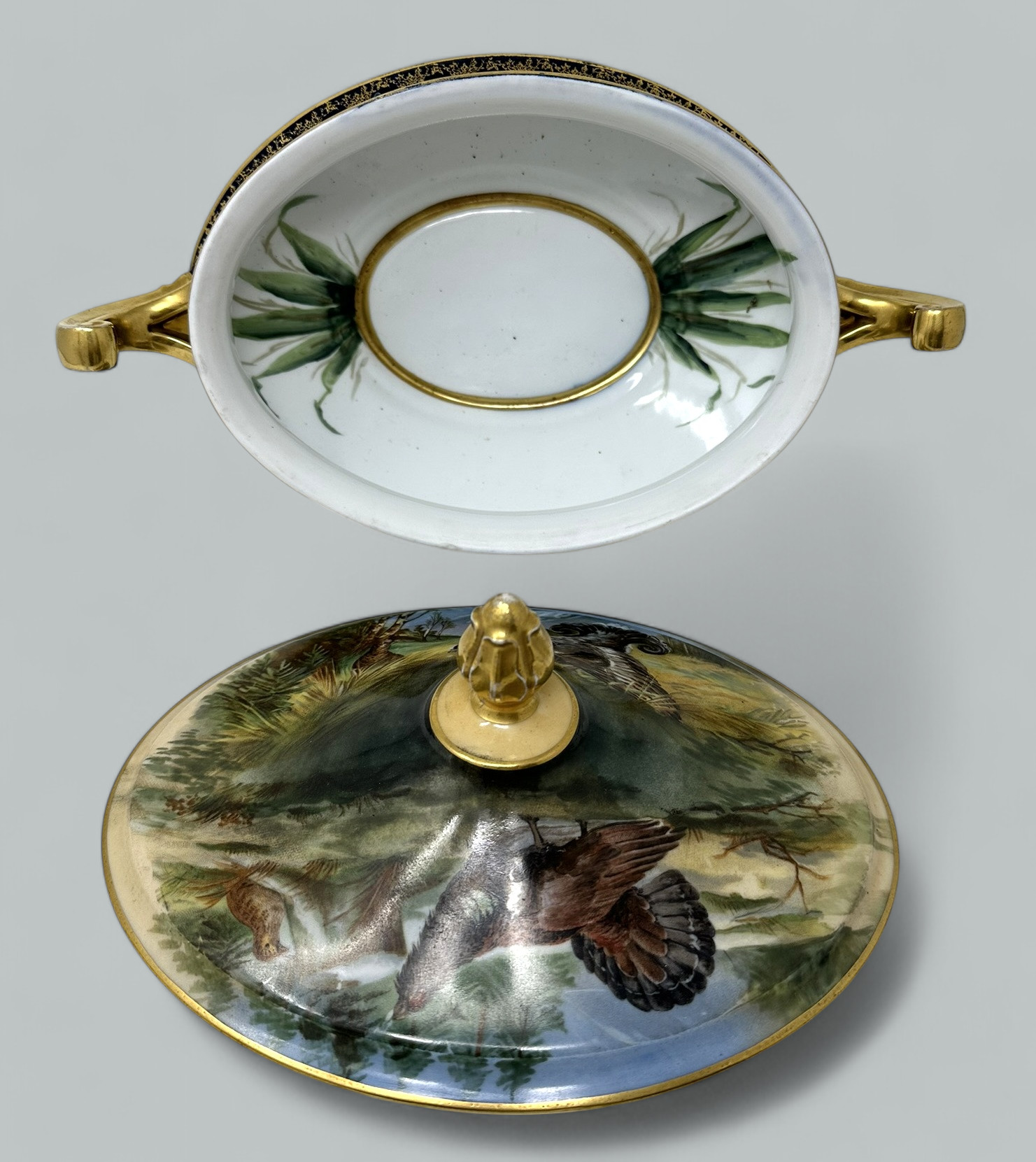 758 Sold Antique Epiag Royal Czechoslovakian Porcelain Hand Painted Tureen Centerpiece - Image 3