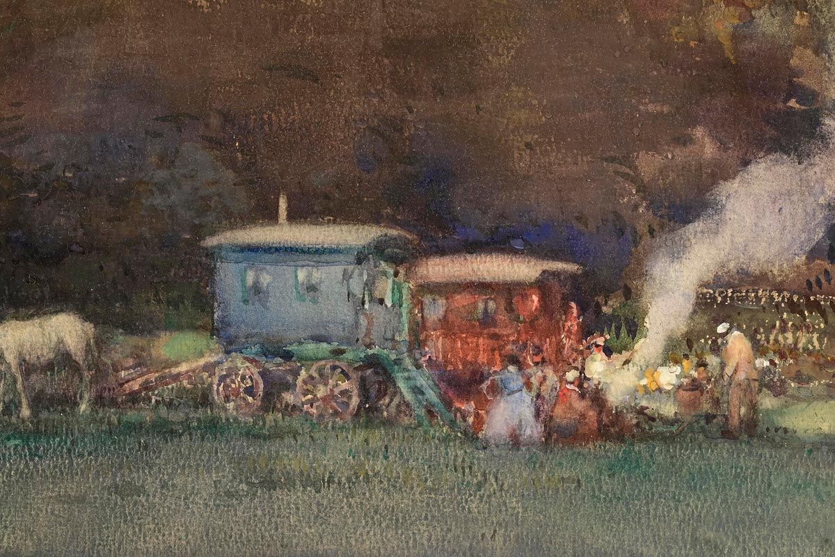 614 'The Encampment' Watercolour - Fernand Toussaint ( 1873 – 1956 ) - Image 7