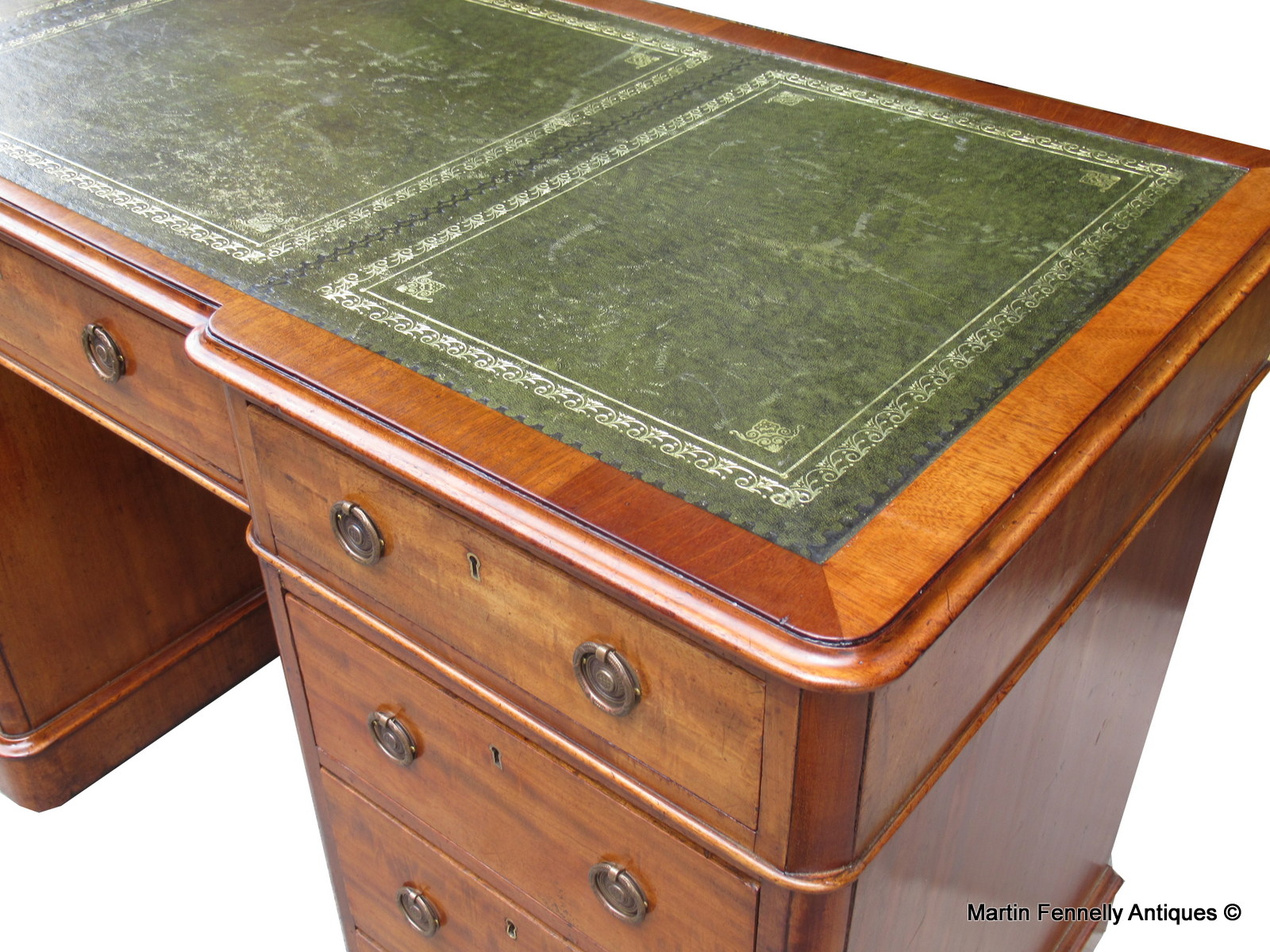 220 Sold Superb Flame Grain Mahogany Early Victorian Twin Pedestal Desk 19thCt - Image 5