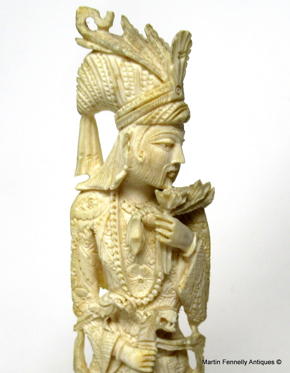 437 Antique Carved Bone Figure of Chinese Dignitary Male 19th Century - Image 4