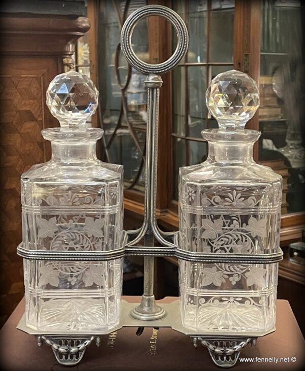 467 French Twin Decanter Tantalus - Circa 1900