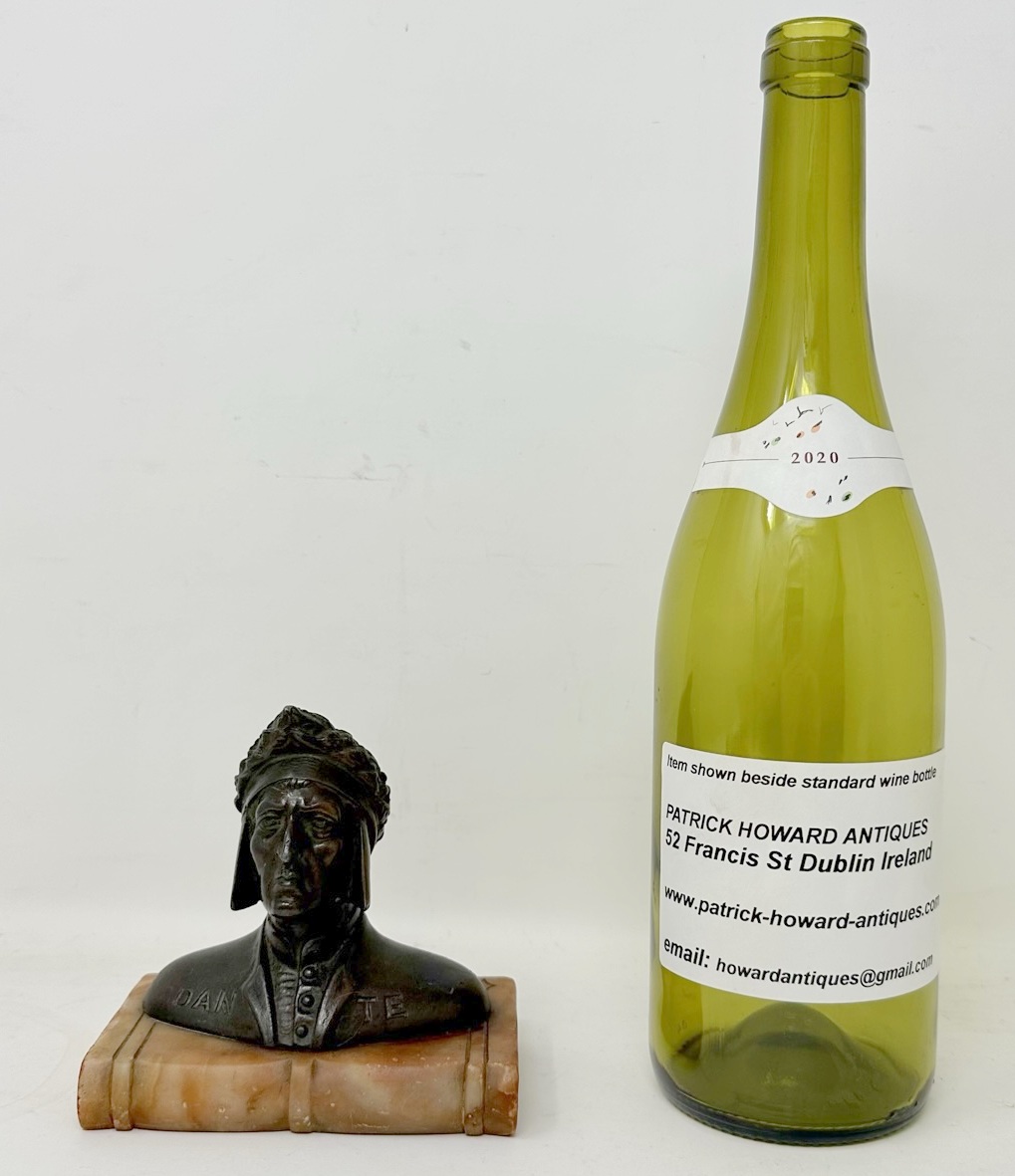 120 Sold Antique Grand Tour Bronze Sculpture Bust of Dante Alighieri Alabaster Base 19Ct - Image 5