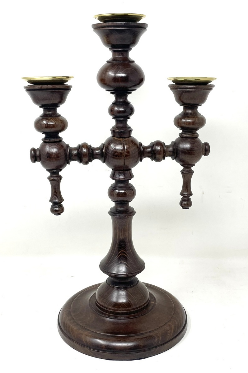 857 Sold Oak and Brass Candelabra - Circa 1890 - Image 2