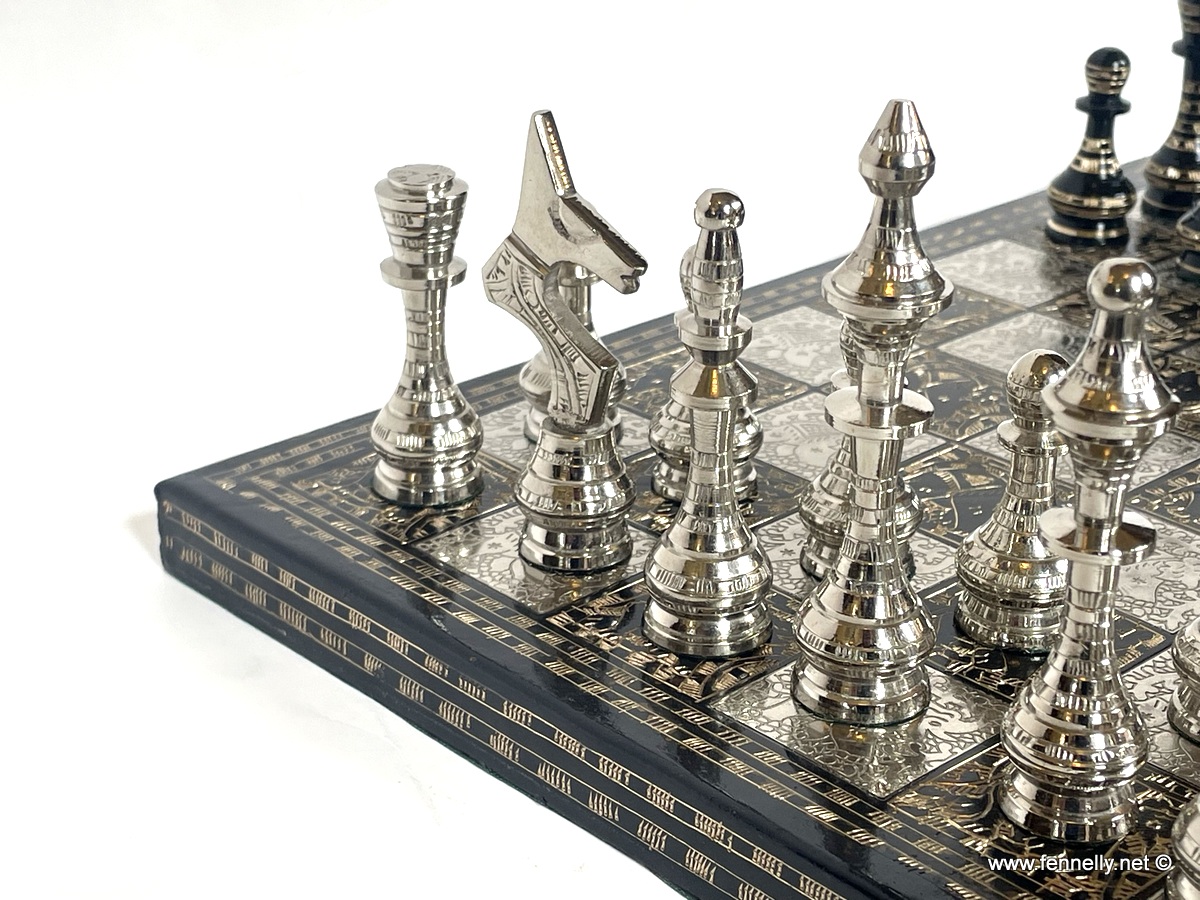 273 Beautiful Brass Chess Set - Brass - Tribal Design - Cased - Image 6