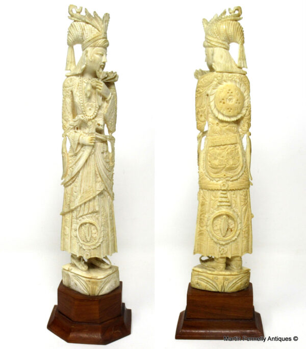 437 Antique Carved Bone Figure of Chinese Dignitary Male 19th Century