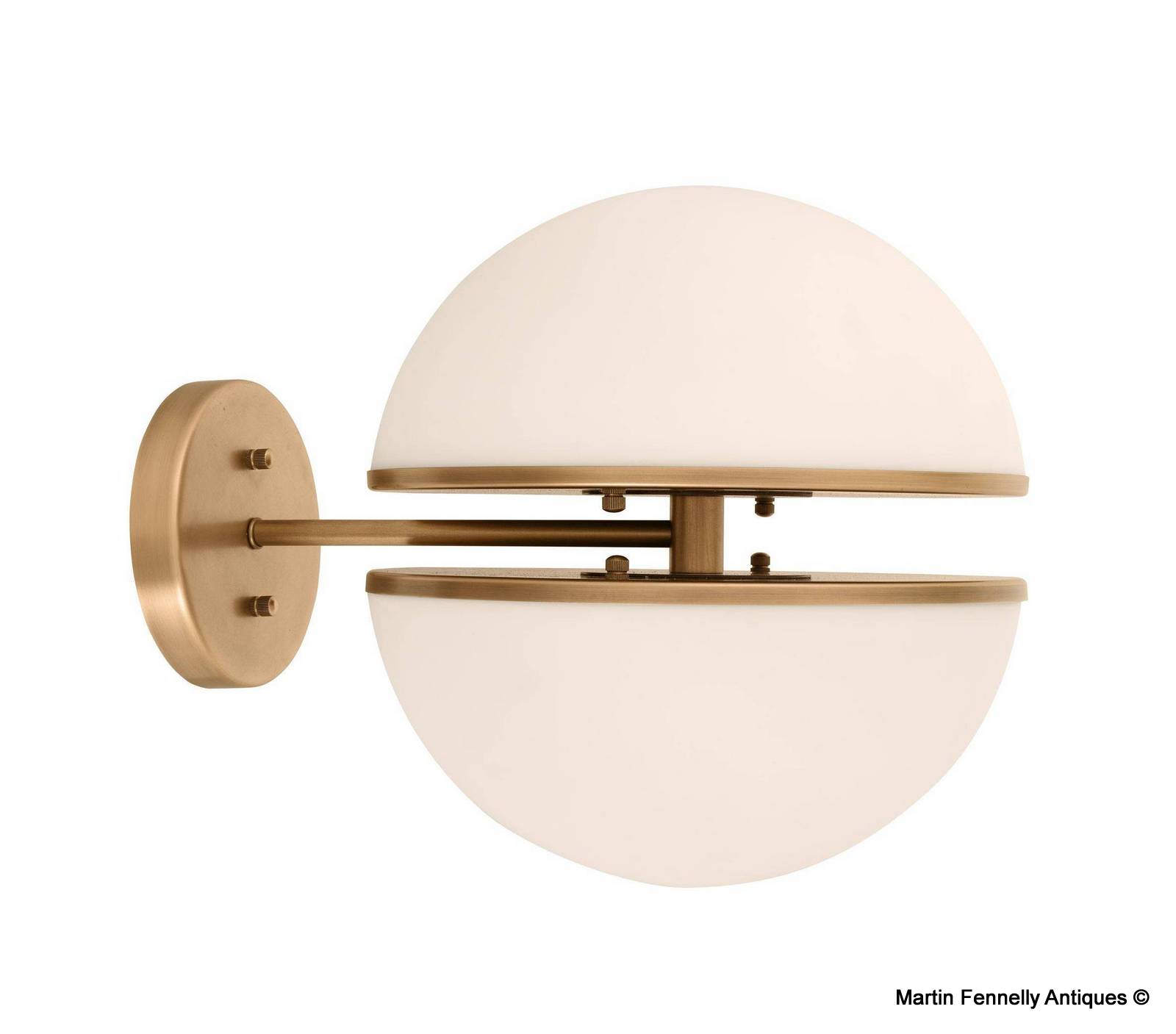 M112 Pair Spiridon Wall Lights in Antique Brass and White Glass - Image 2