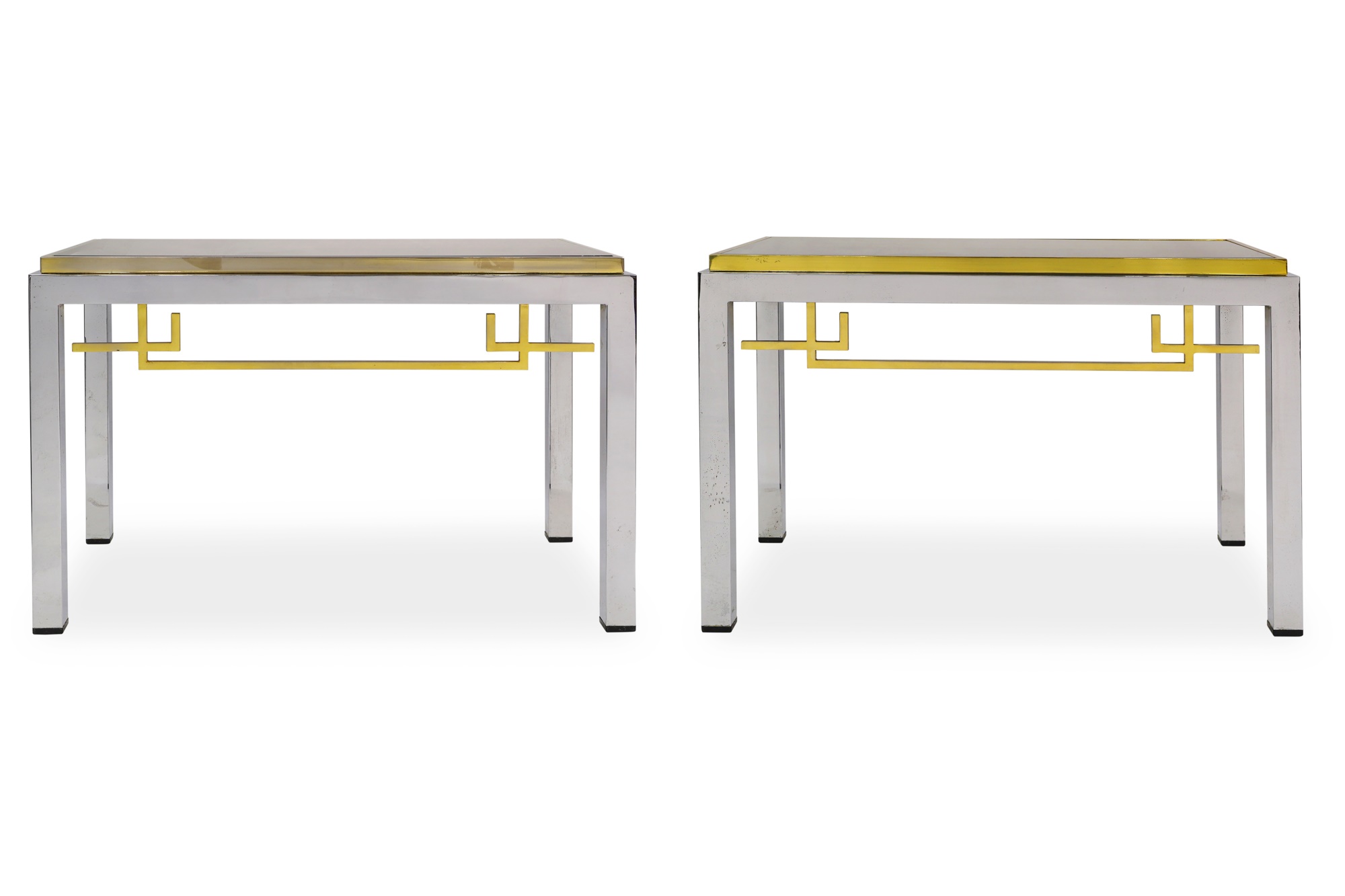 M109 Pair of Mid Century Side Tables - Chrome and Brass - Italian 1970's - Image 2