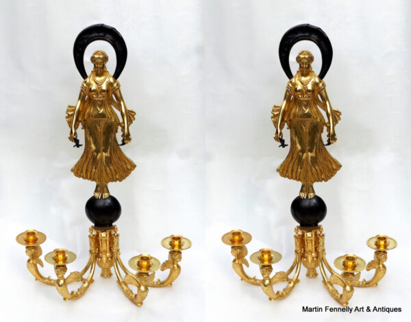 076 Sold Huge Pair French Bronze and Ormolu Wall Sconces - Circa 1890