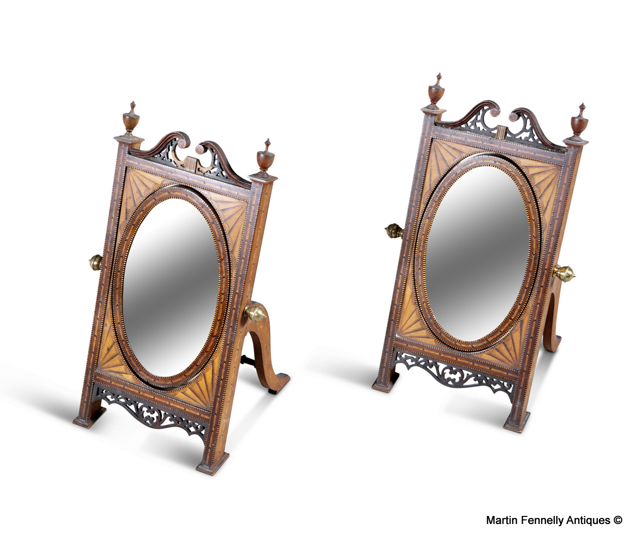 852 Sold Pair of Sheraton Inlaid Mahogany Miniature Dressing Table Mirrors - Image 2