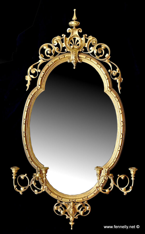 173 Stunning English Girandole Mirror - Victorian - Carved Wood