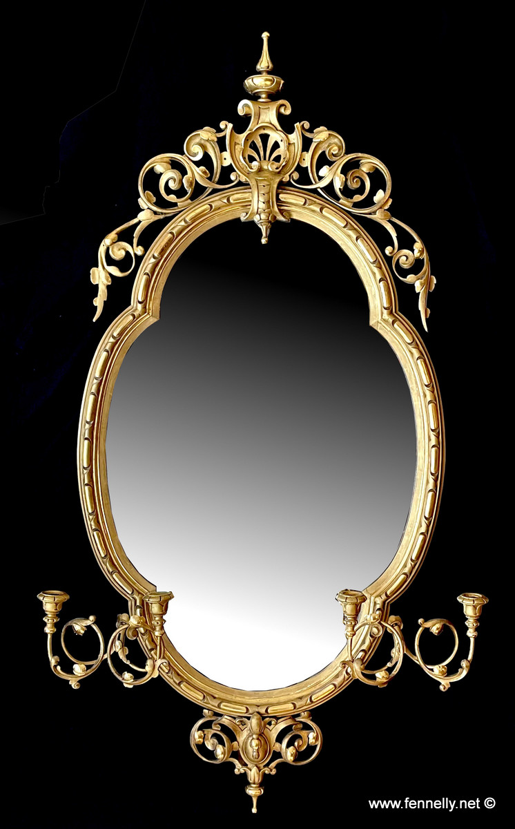 173 Stunning English Girandole Mirror - Victorian - Carved Wood