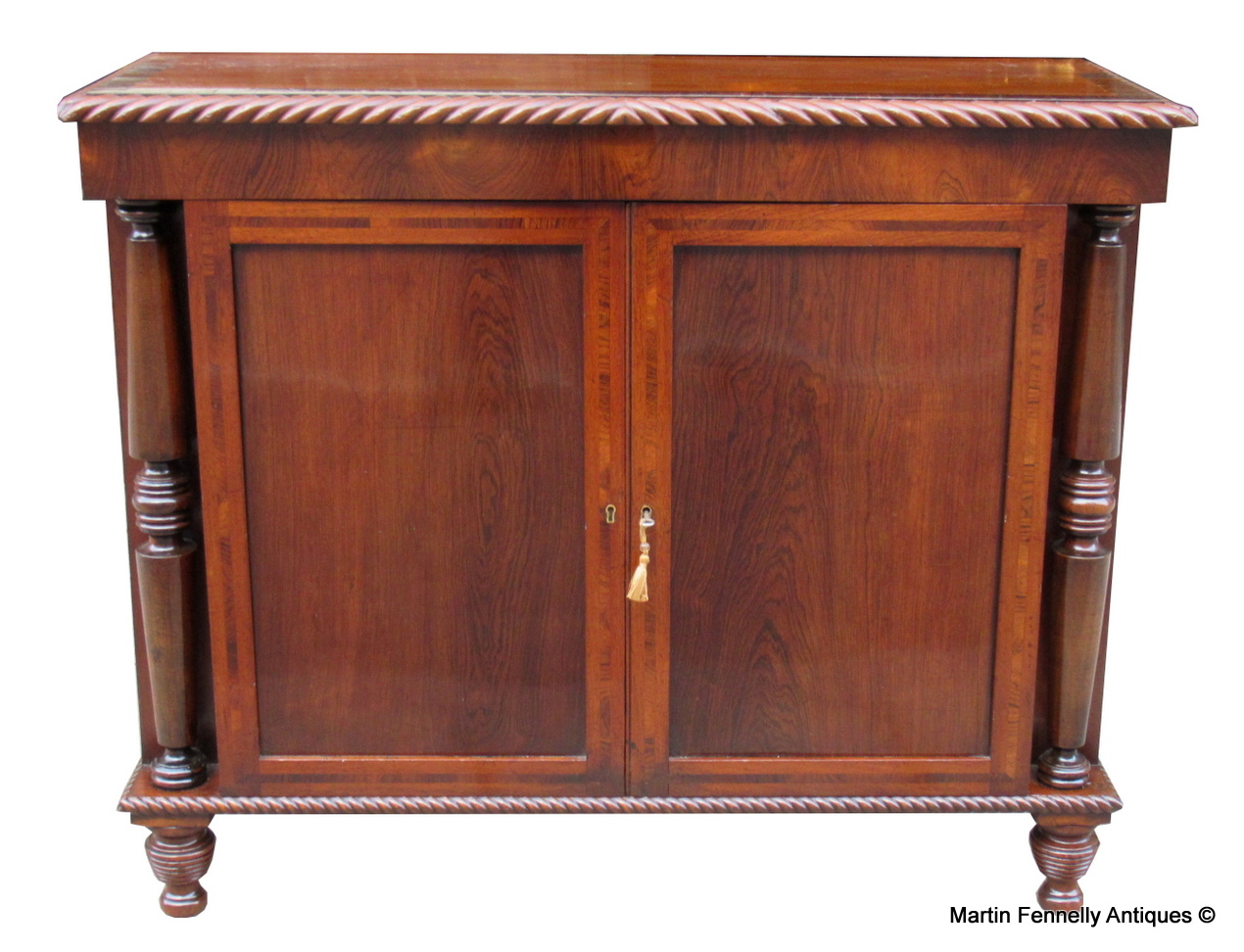 606 Sold Irish Regency Mahogany and Rosewood Twin Door Cabinet - Circa 1820 - Image 2