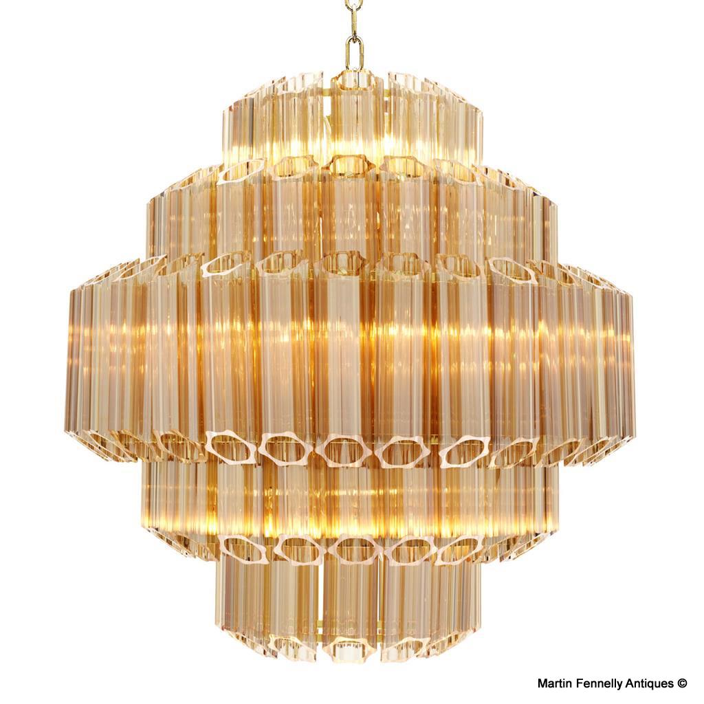 M002 Large Art Deco Design Golden Glass Chadelier - Image 2