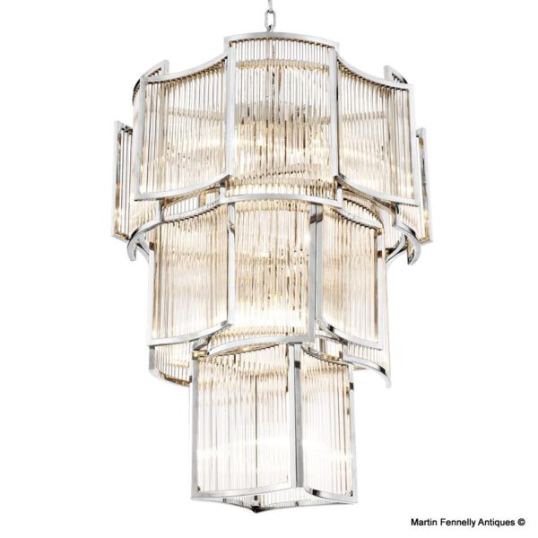 M003 Sold Nickel and Glass Lantern - Jet Set -eichholtz