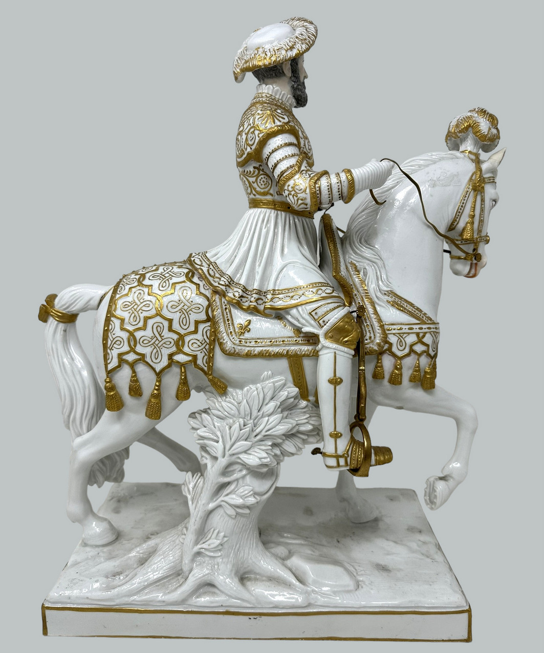913 Sold Antique Sevres Porcelain King Francois I Riding Horseback Sculpture Centerpiece - Image 3