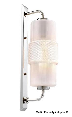 M095 Pair of Nickel and White Glass wall lights - Deco Style - Image 2