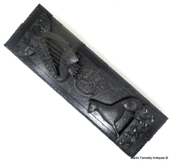 134 Sold Rare Irish Carved Bog Oak Book Slide Attrib. To Cornelius Goggin Dublin Ireland 19Ct