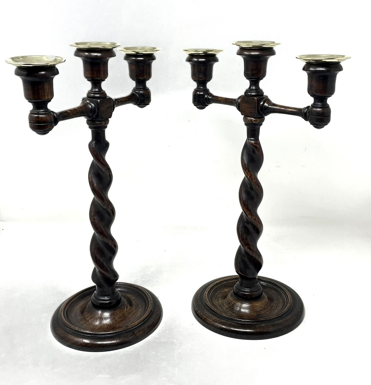 771 Sold Rare Pair of Thrre Light Oak Candelabra - Circa 1900 - Image 6