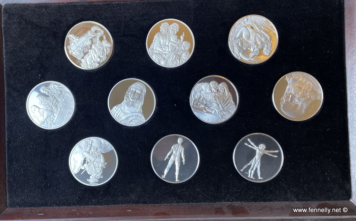 136 Sold 1975 John Pinches Genius of Leonardo da Vinci Silver Proof 50 Medal Set - Image 5