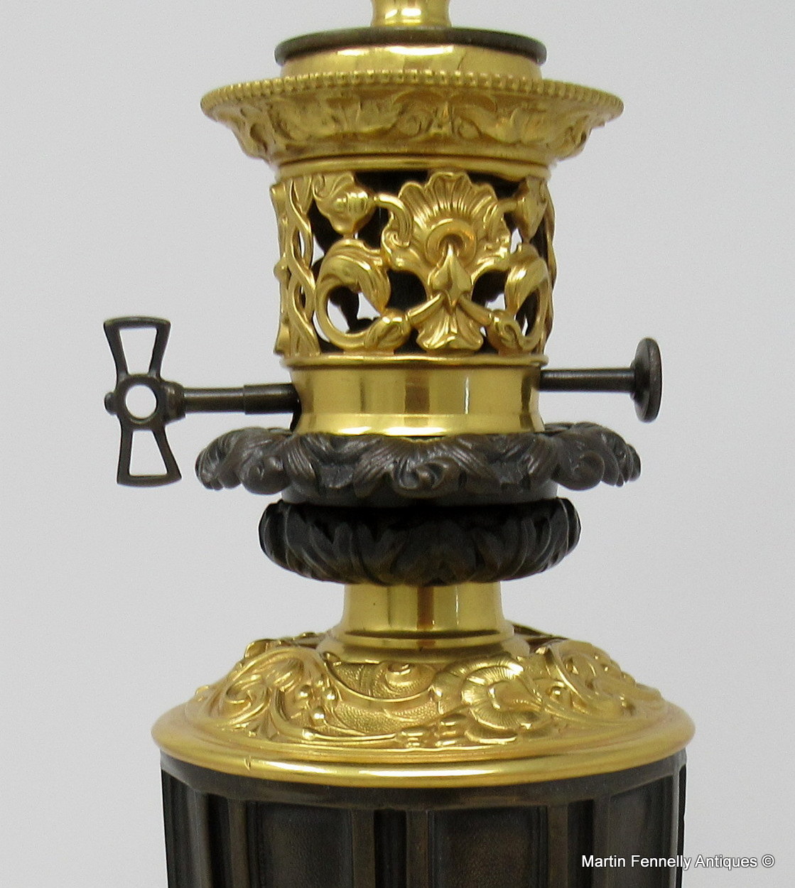 440 Sold Pair French Patinated Bronze Electric Table Lamps Ormolu Mounts 19thCt - Image 3