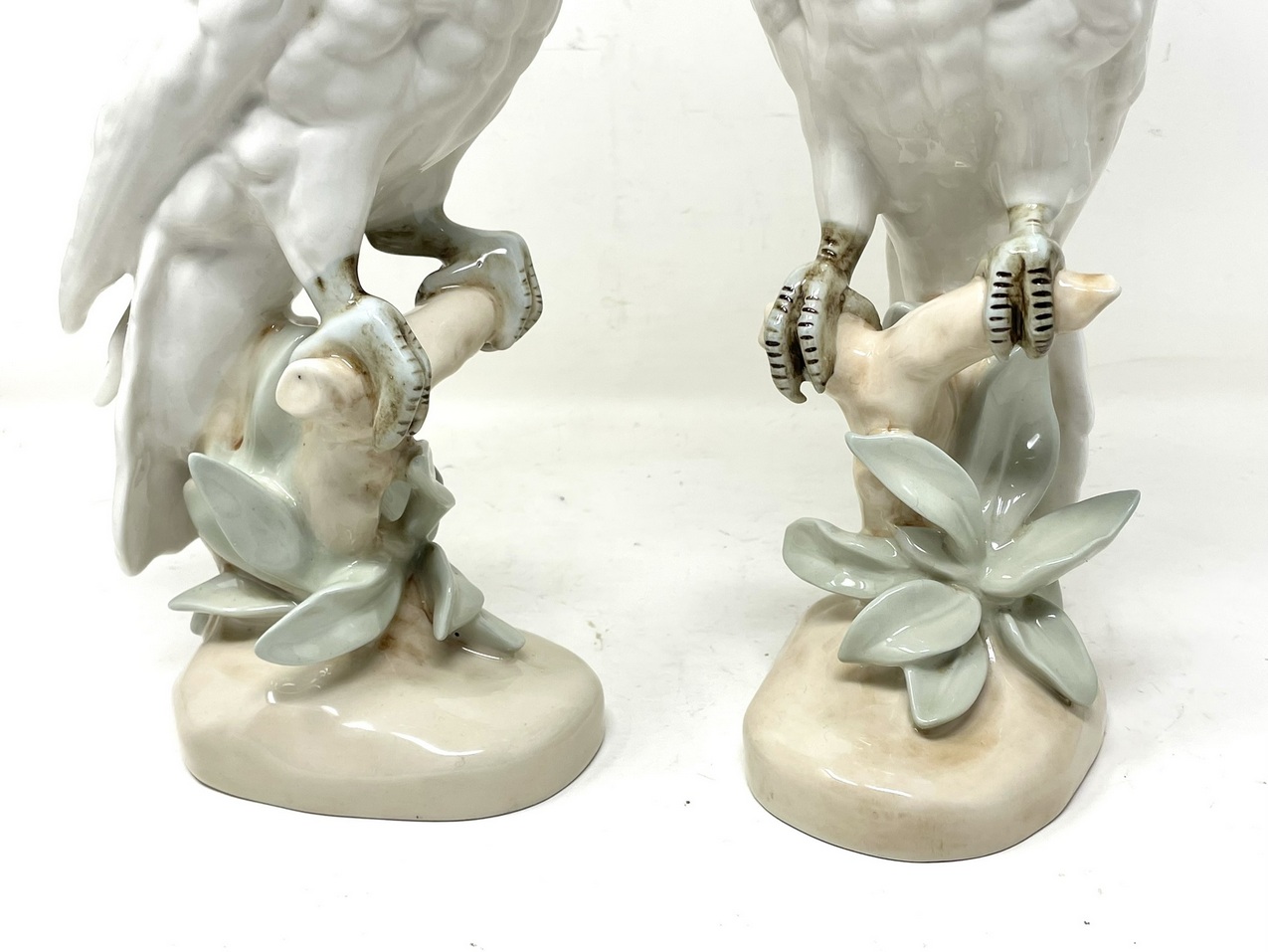 514 Pair Royal Dux Porcelain Crested Cockatoos Circa 1950 - Image 3