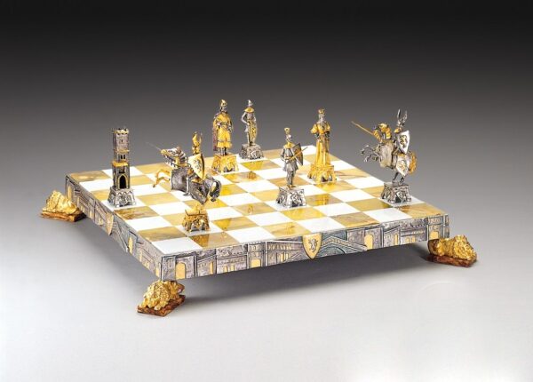150 Sold Superb Luxury Chess Set - Bronze Gold and Silver - Italian - Venetian