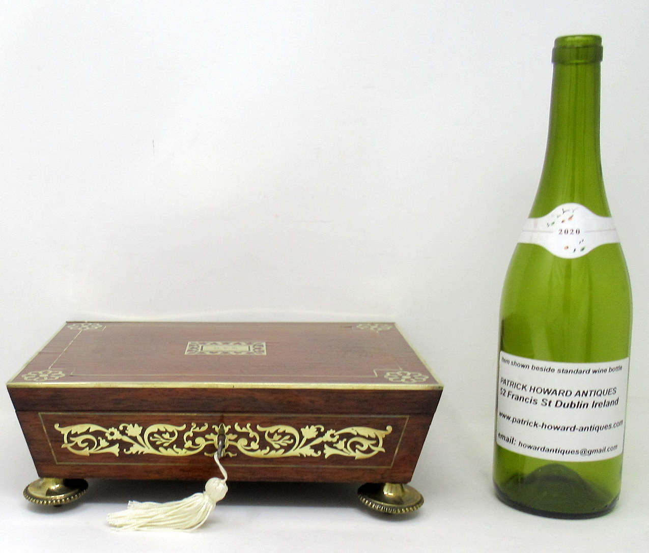 592 Sold Antique English Regency Brass Inlaid Mahogany Jewellery Trinket Box Casket 19 Ct - Image 6