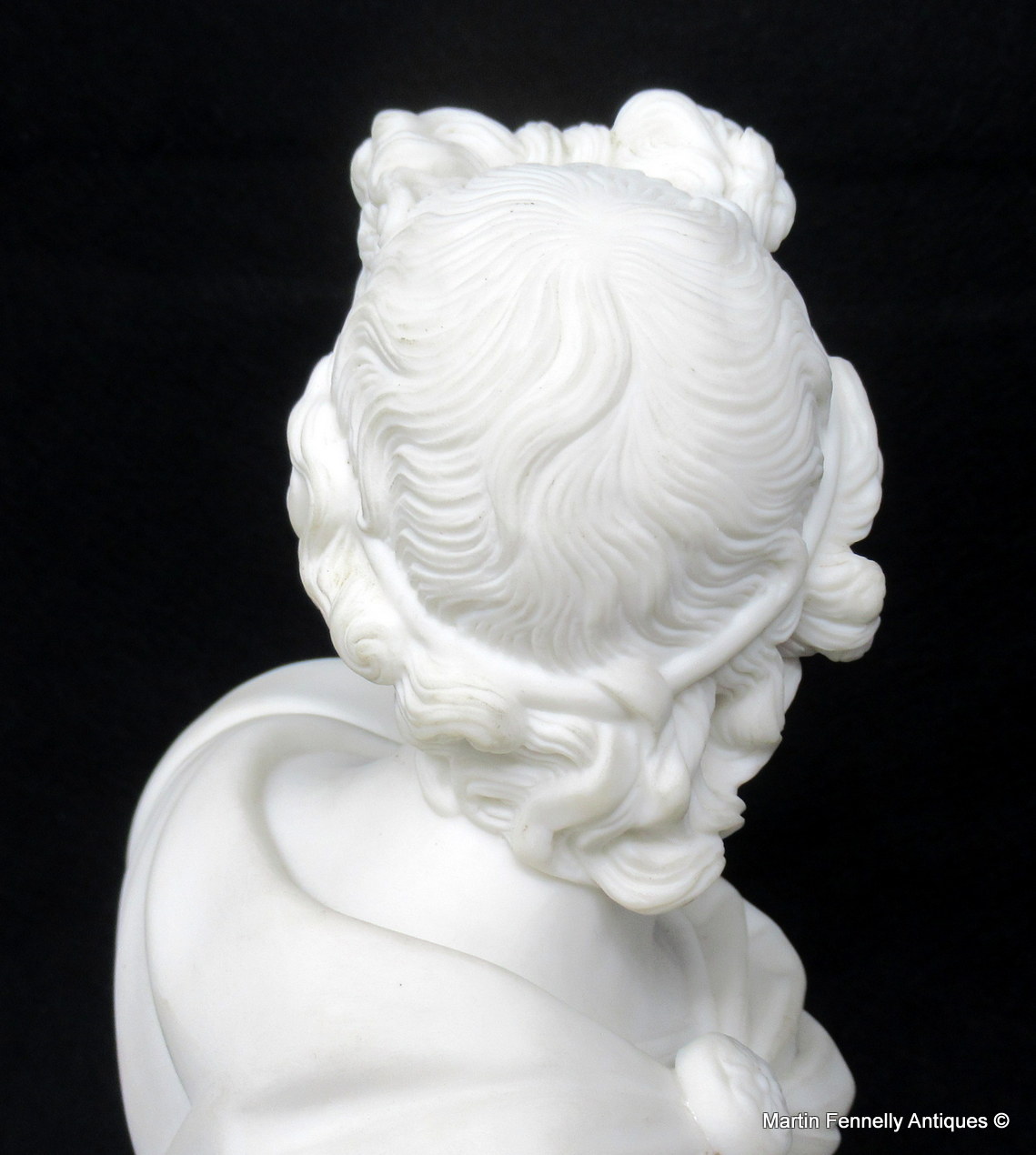 654 Sold Parian Bust of Apollo Belvedere possibly Copeland Green Marble Base 19thCt - Image 4