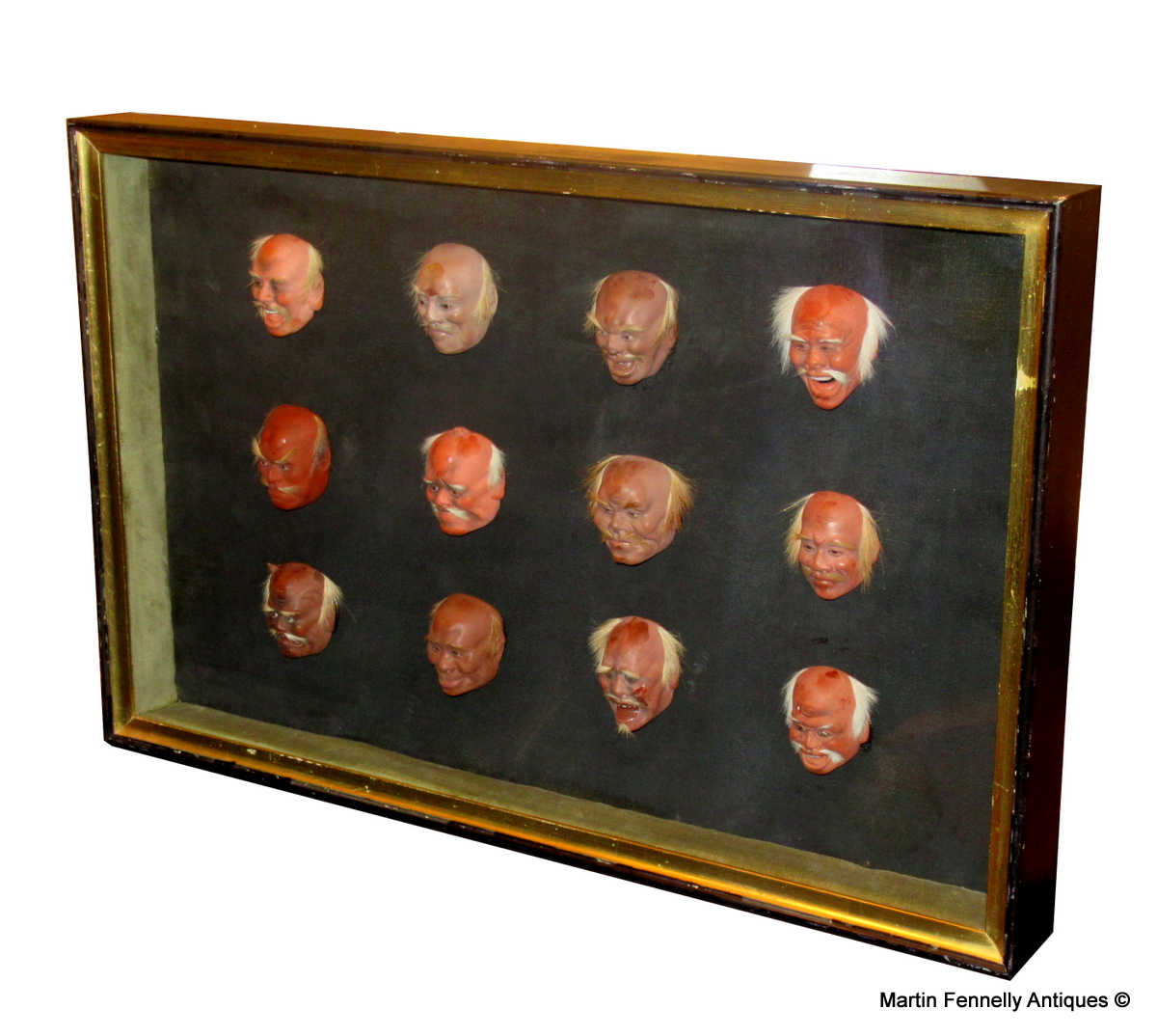 648 Sold Very Rare Set of 12 Miniature Japanese Noh Masks - Edo Period - Image 3