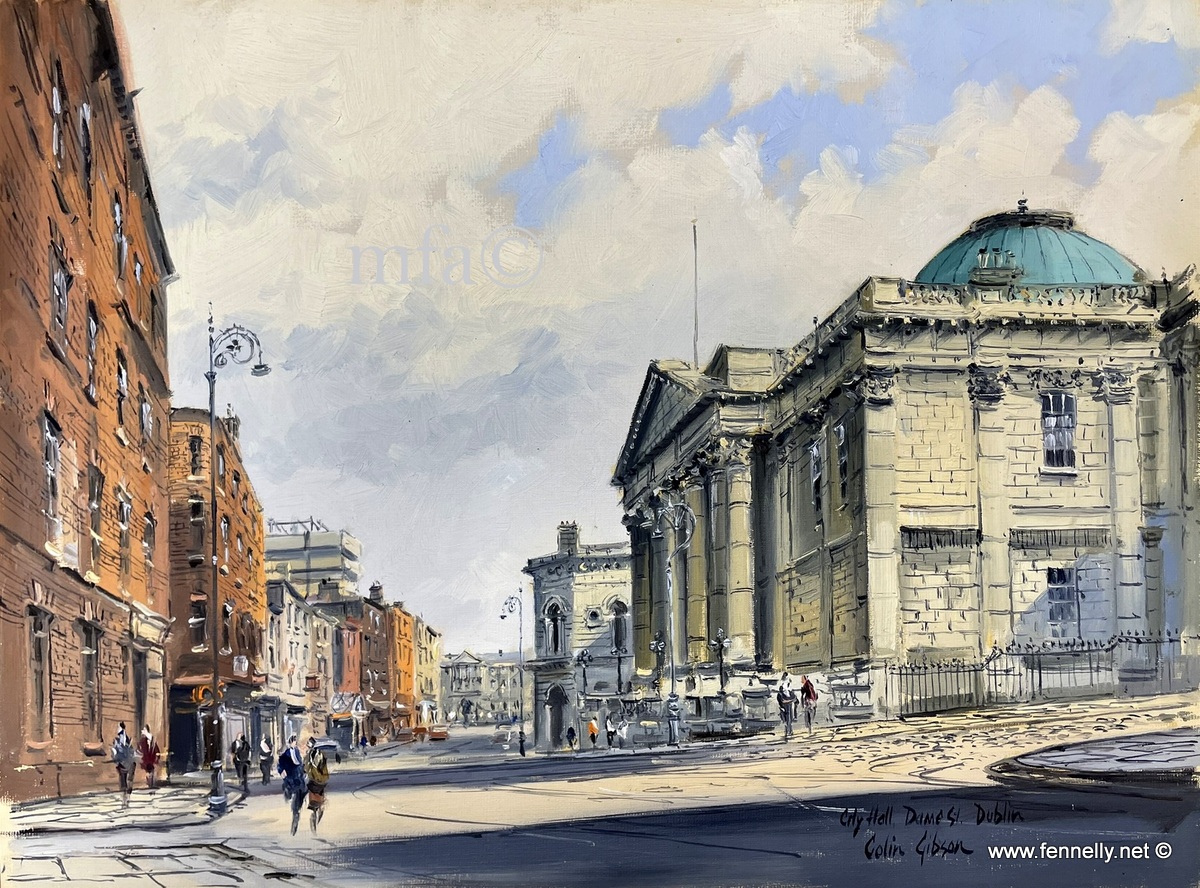 837 Sold City Hall Dublin - Oil on Board - Colin Gibson