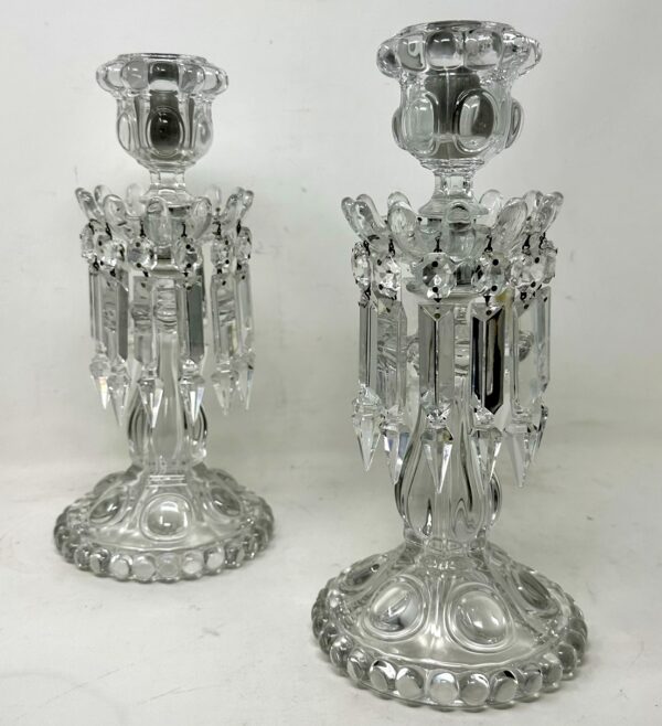 894 Sold Antique Pair French Baccarat France Full Lead Crystal Candlesticks Candelabra