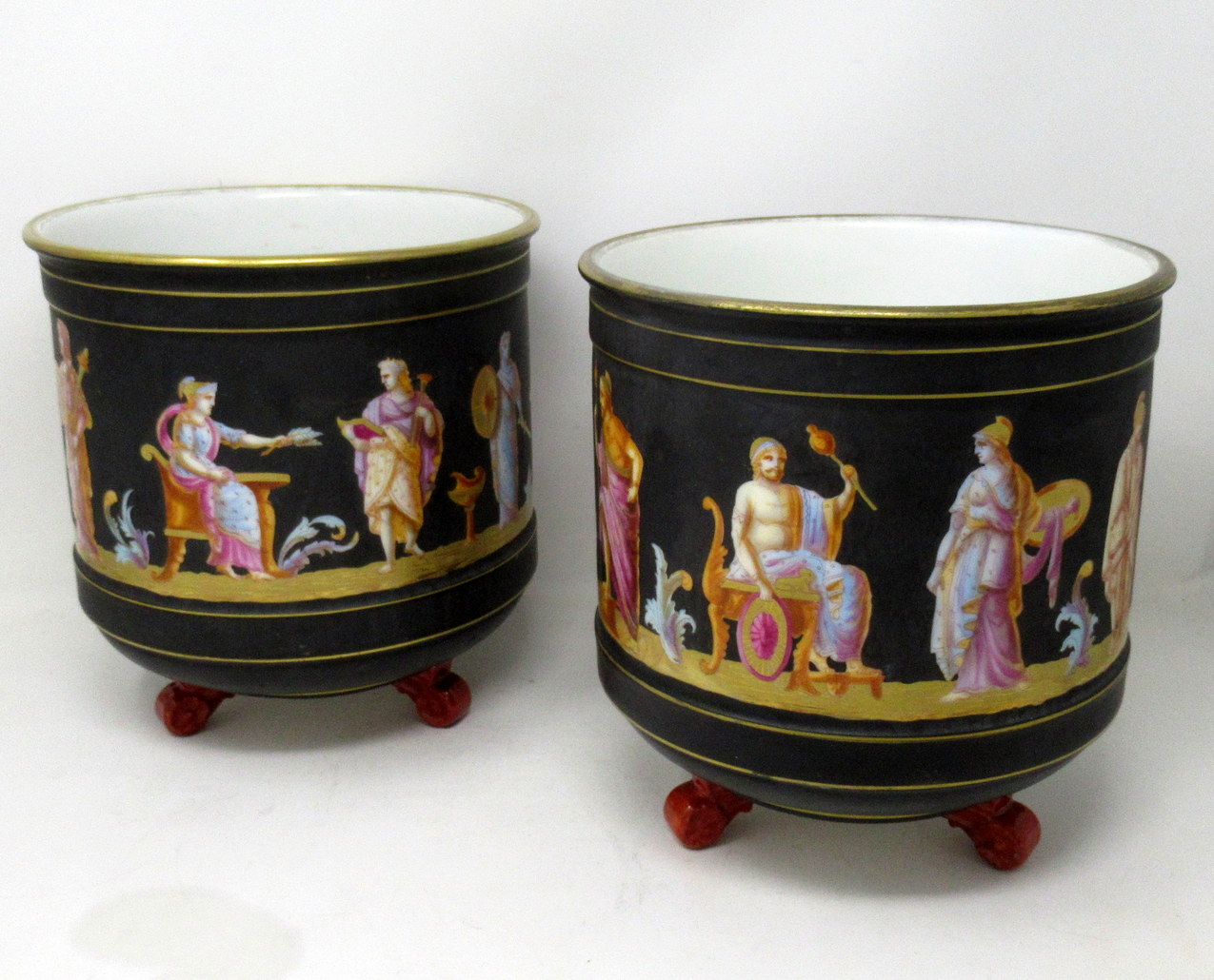228 Sold Antique Pair Sevres Paris Porcelain Jardinières Centerpieces Greek Gods Zeus Athena - Image 9